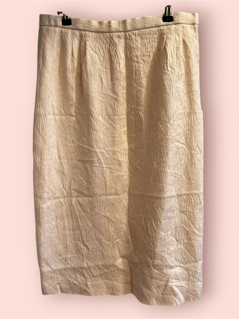Vintage Richard Warren Textured Silk Midi Skirt – Champagne Cream